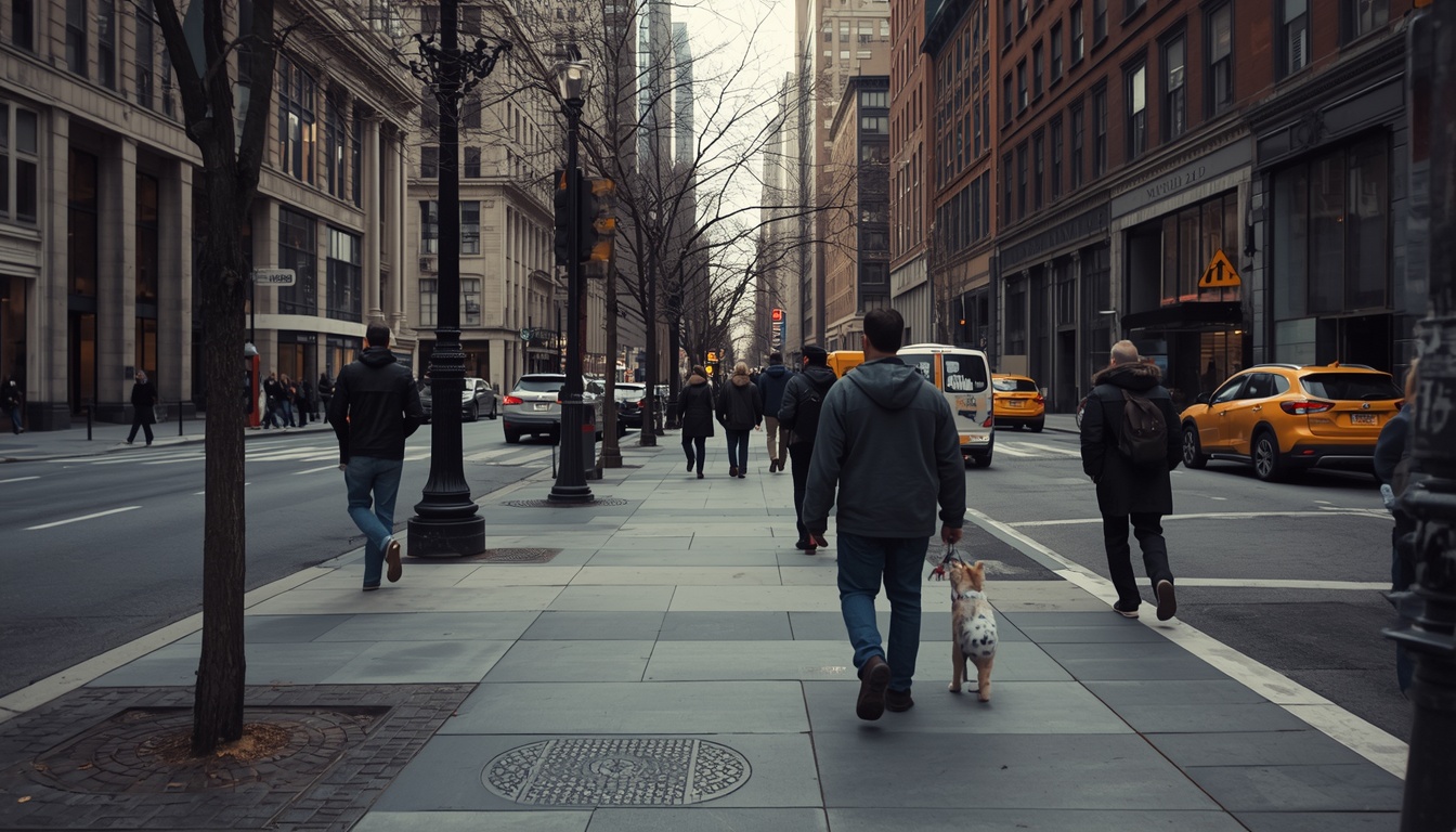 Tendonnature walkers near Broadway in Manhattan